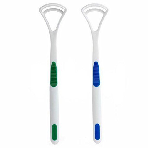 Kienlix 2Pcs Fashion Tongue Cleaner Bad Breath New Hot Away Hand Scraper Brush Silica Handle Oral Hygiene Dental Care Cleaning, Manual, Adults