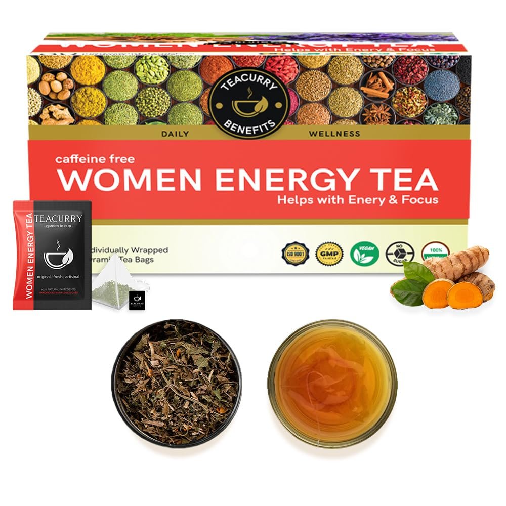 TEACURRY Women Energy Tea (30 Tea Bags) Increase your Energy and Alertness, Energy Booster Tea, Herbal Energy Tea, Detox Energy Tea and Energy Green Tea, Herbal Tea for Energy