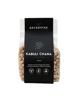 Aavashyak Organic Kabuli Chana 500g | Premium White Chickpeas | High Protein & Fiber-Rich Legume | Naturally Gluten-Free | Ideal for Chole, Curries, Salads & Healthy Home Cooking