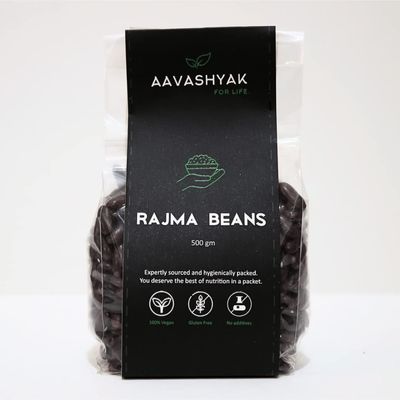 Aavashyak Organic Kashmiri Rajma 500g | Premium Red Kidney Beans with Flax Seeds | High Protein & Fiber | Rich Flavor for Rajma Chawal, Curry & Traditional Recipes | Vegan & Gluten-Free