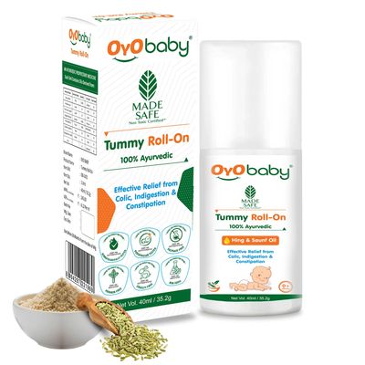 OYO BABY Tummy Roll-On for Babies | Colic Relief, Constipation & Indigestion | Hing & Saunf Formula |100% Ayurvedic - 40ml - Pack of 1