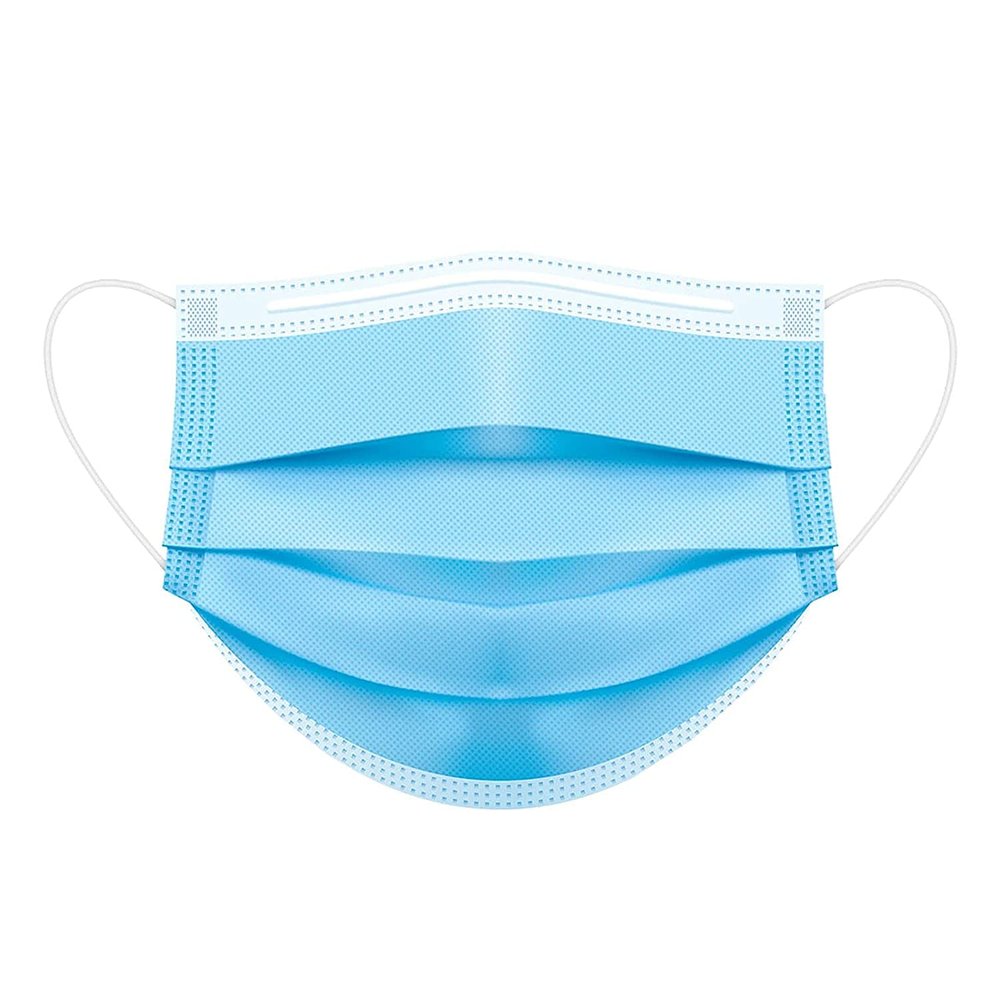 Disposable Face Mask 90 GSM Elastic Blue Spun Bond Fabric Pack Of 100 Pieces