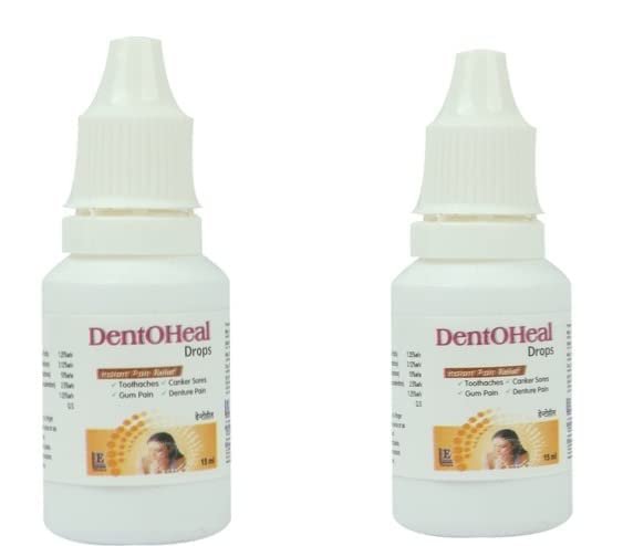 DentoHeal Drops Instant Pain Relied, Toothaches, Gum Pain, Canker Sores, Denture Pain - (Pack of 2), 15 ML