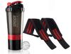 Cool Indian Gym Protein Shaker Bottle with Gym Wrist Band for Boys and Girls. Protein Shaker !Leakproof Shaker !Wrist Supporter !Weightlifting Supporter Band.(Pack of 2) (RED) view 1
