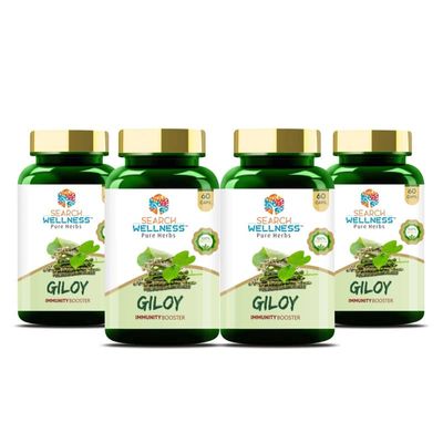 Search Wellness Ayurvedic Giloy (Guduchi) 60 Capsules (Pack of 4) | Herbal Giloy Ghanvati| for Blood Purification | Detoxifies The Body | Enhances Strength & Stamina | Natural Immunity Booster