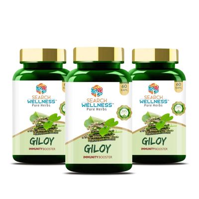 Search Wellness (Guduchi) 60 Capsules (Pack of 3) | Herbal Giloy Ghanvati| for Blood Purification | Detoxifies The Body | Enhances Strength