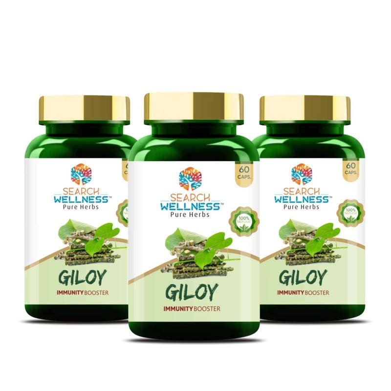 Search Wellness (Guduchi) 60 Capsules (Pack of 3) | Herbal Giloy Ghanvati| for Blood Purification | Detoxifies The Body | Enhances Strength