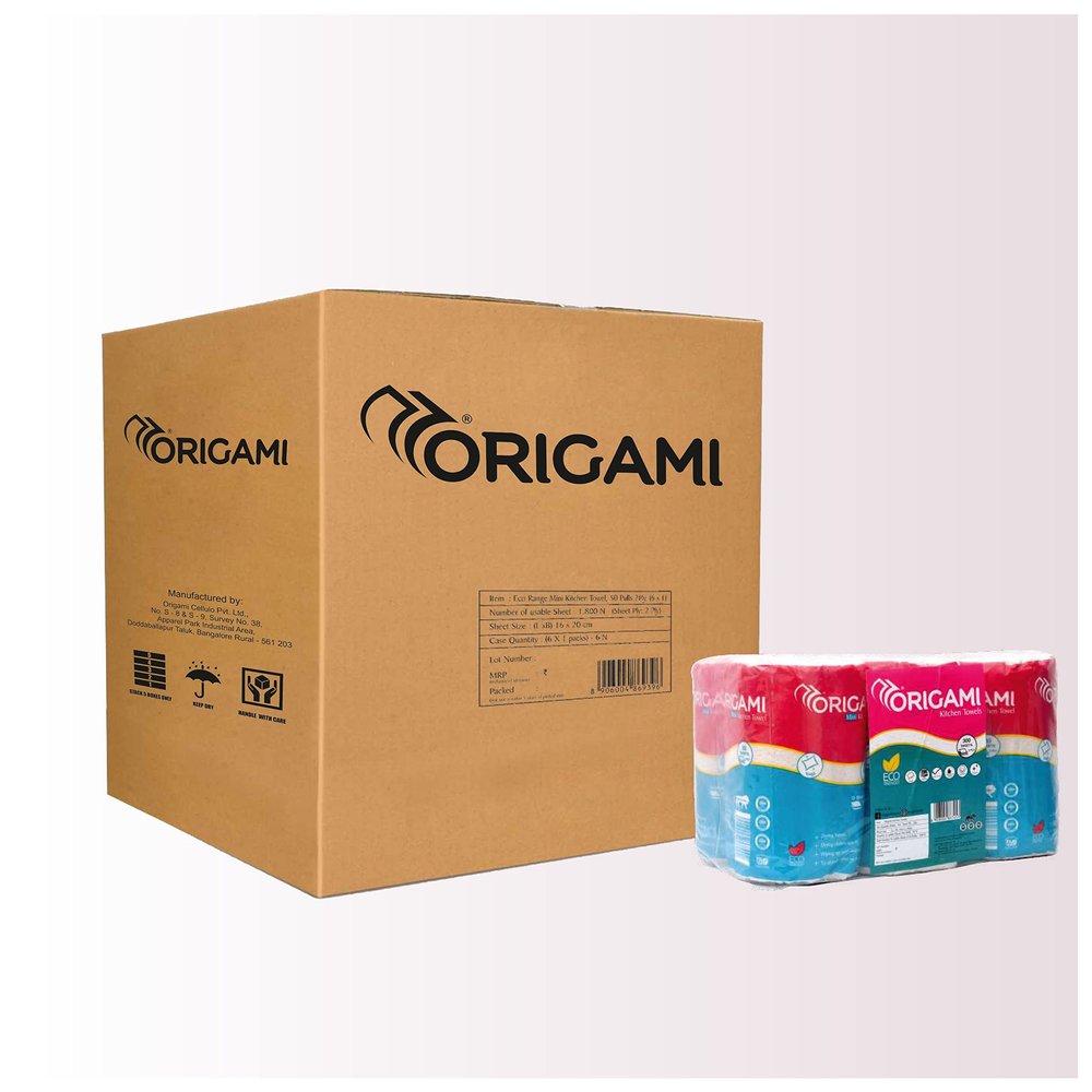 Eco Range Origami Mini Kitchen Towel 16cm x 20cm (50 Pulls X 6) 2 Ply (6 in 1) Total 300 Pulls | Home & Commercial Use