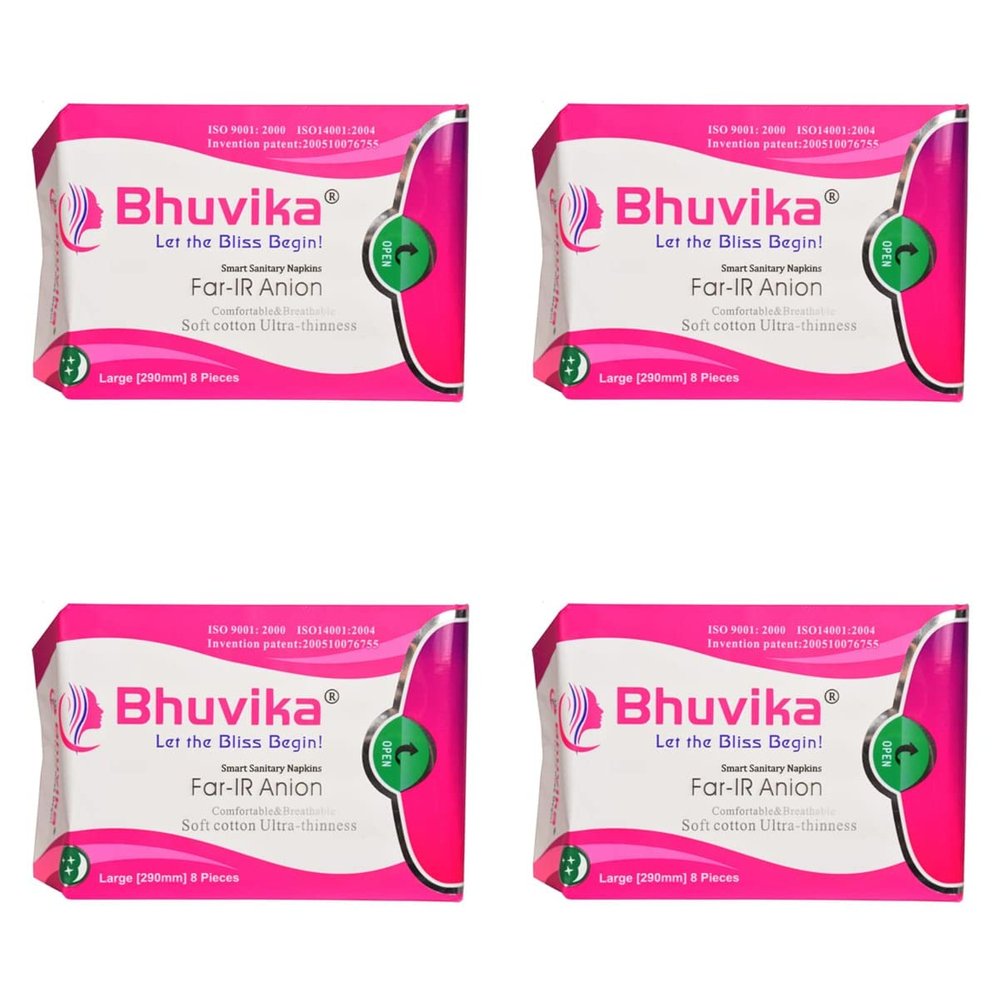 Bhuvika FAR-IR Anion Biodegradable Smart Sanitary Napkin Large(290mm 8 Pads) Pack of 6