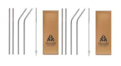 FIRST FRONT Stainless Steel Straws with Cleaning Brush for Kids & Adults and, Multicolour & (Pack of 2)