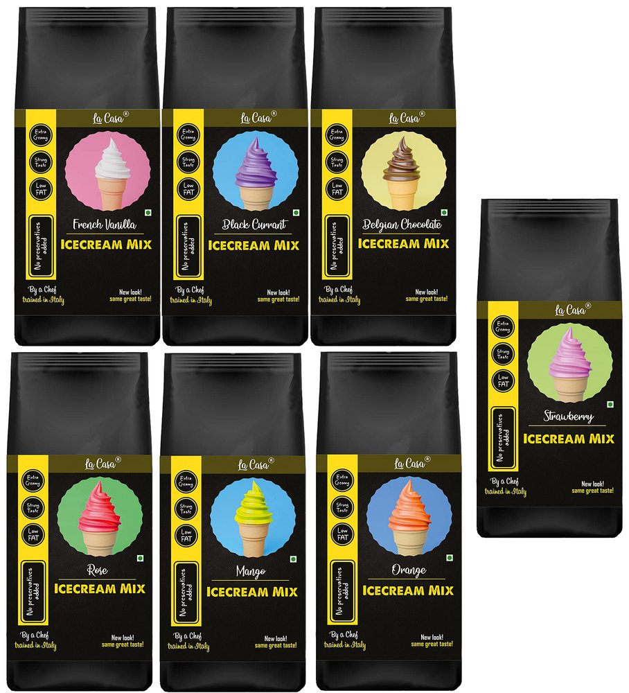 La Casa Icecream Premix | Combo Pack of 7 | Extra Creamy & Strong Flavor | 7x250g |