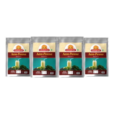 Ghotaram Tangy Green Mango/Kairi Panha/Aam Panna Masala Natural Fresh|Aam Panna Masala/Aam Jhora Masala|Indian Summer Drink|Unripe (Green) Mango Drink Sherbet Masala-190Gx4Pk