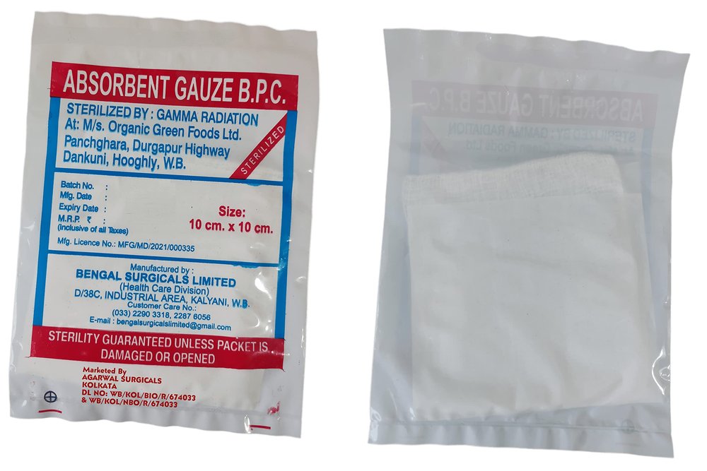 Agarwals Absorbent B.P.C. Gauze Swabs Sterile 10cm*10CM (Pack Of 100)
