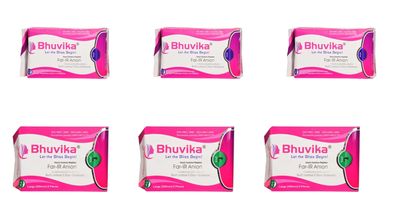 Bhuvika Organic Biodegradable Smart Sanitary Pads Combo 3 Large (290mm 8 Pads) & 3 Extra Large (360mm 6 Pads)