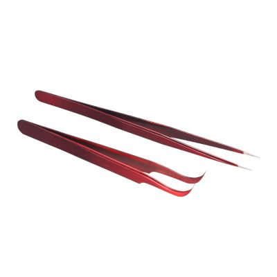 2 Pieces Eyelash Extension Tweezers Set Stainless Steel Tweezers Lash Extension Tweezers Eye Makeup Tools-