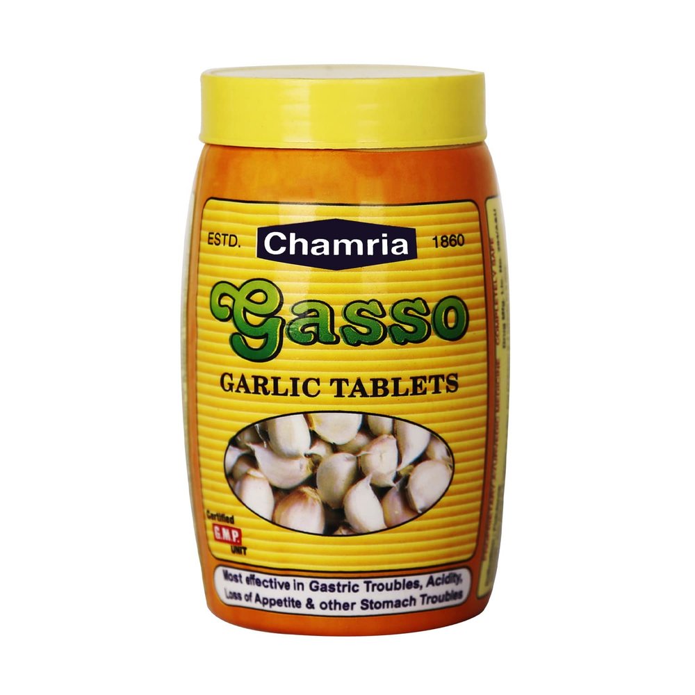 Chamria | Garlic Tablet for Balance Cholesterol Level, Support Heart Health, Relieves Gas, Improves Digestion & Helps in Heal Stomach Problems | 200gm