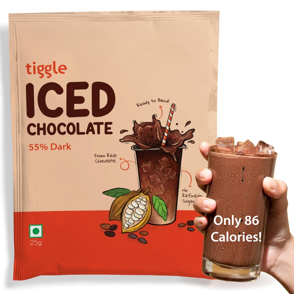 tiggle 55% Dark Iced/Cold Chocolate Mix Summer Special - 10 Sachets|As Seen On Shark Tank India|Dark Chocolate Powder For Milkshake|Chocolatey & Smooth|Ready In 10 Seconds|No Refined Sugar