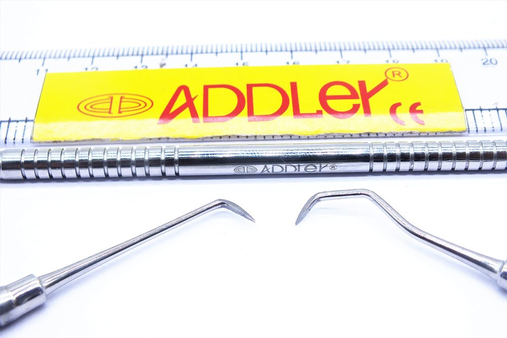ADDLER DENTAL UNIVERSAL SCALER DOUBLE ENDED.SOLID PREMIUM 6 MM. HANDLE. LIFE TIME ANTI RUSTING WARRANTY.