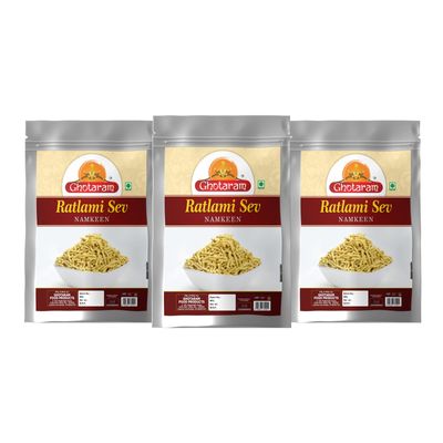 GFP Rajasthani Laung Sev Namkeen Ratlami Sev Snack||Ratlami Bhujia Sev||No Palmolein Oil||Lavng Sev Bhujiya Namkeen Made In Groundnut Oil|No Preservatives Fresh Namkeen-280g*3Pack