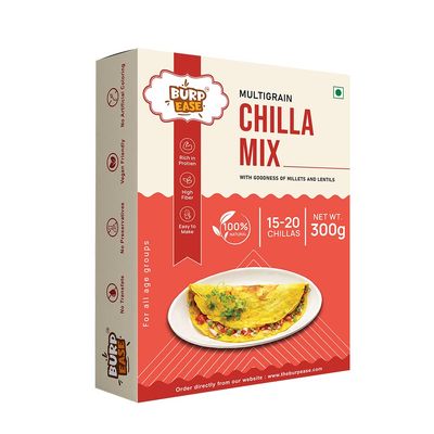BURPEASE Plain Chilla Mix ,Protein & Fiber-Rich Breakfast for Kids and Families-300 G (Pack of 1, Plain)