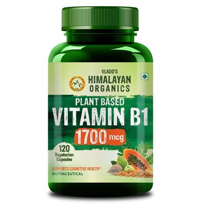 Vlado's Himalayan Organics Plant-Based Vitamin B1 | Rich in Antioxidants | Supports Memory And Energy (120 Capsules)