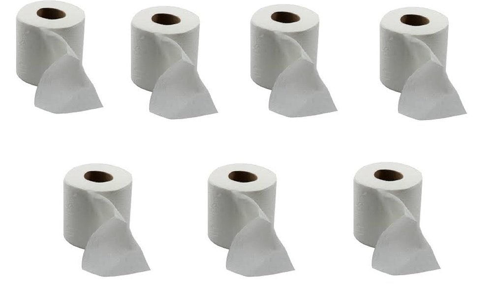 Dispoplanet 2 Ply Bathroom Tissue Toilet Paper Roll Toilet Roll/Tissue Roll - 16 x 10 cm Tissue Roll/Toilet Tissue Sheets/Bathroom Tissue Paper/Made of Natural Paper for Daily Use (Pack of 7)