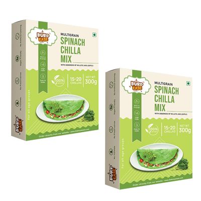 BURPEASE Spinach Chilla Mix ,Protein & Fiber-Rich Breakfast for Kids and Families-300 G (Pack of 2, Spinach)