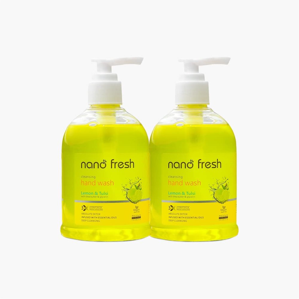 Nano Fresh lemon and tulsi Combo Pack of 2 Cleansing hand wash | Blended with Shea Butter and Glycerine