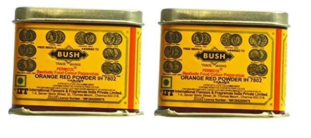 Nithi Foods - IFF, Bush Orange Red Powder IH 7802, Synthetic Food Colour Preparation - 100 GMS | Pack of 2