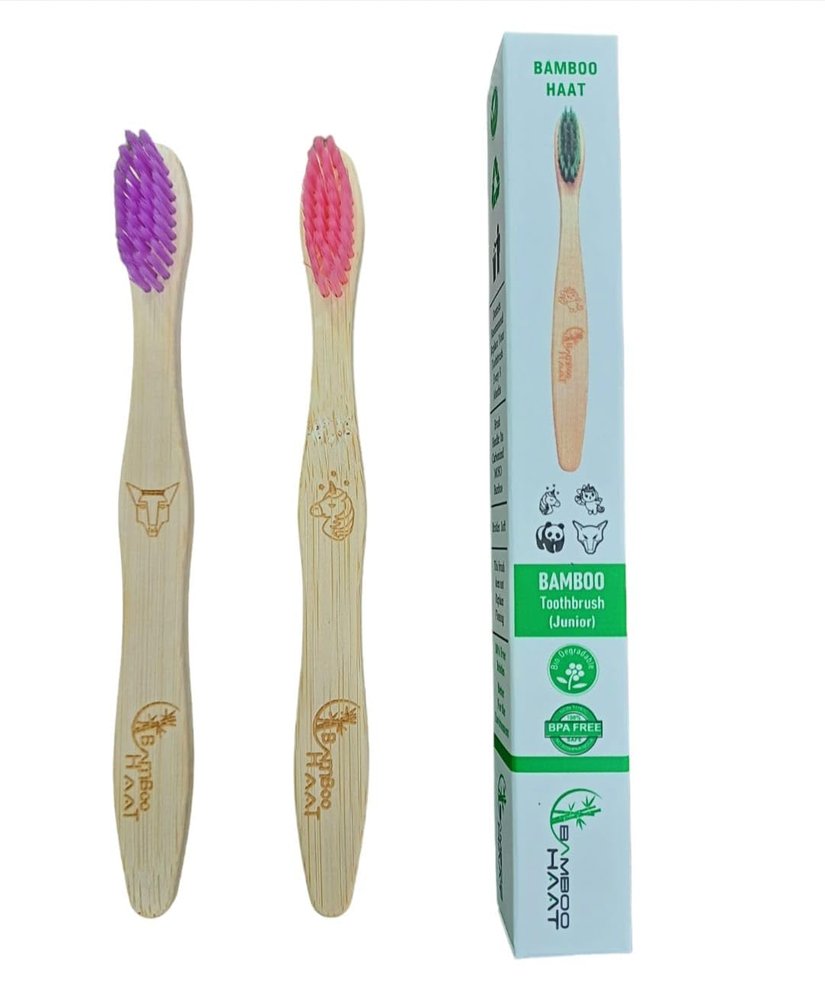 BAMBOO HAAT Organic Bamboo Wooden Toothbrush for KIDS with Soft Bristles| Biodegradable | Anti-Bacterial and Natural Eco-friendly