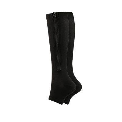 1 Pair Socks Zipper Leg Calf Sleeves Toeless for Running Hiking Climbing Driving Standing Flight Swelling Pain Relieve/