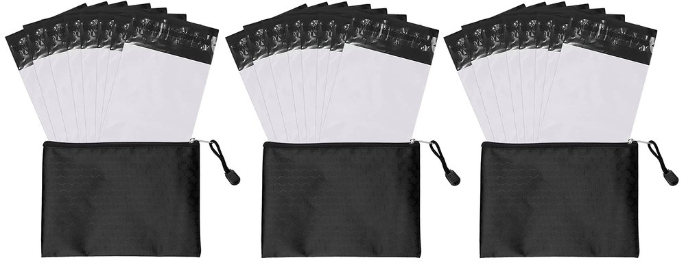 300 Trail Essentials Feminine Personal Disposal Seal Bags- White Opaque Seal Bags with 3 Black Purse Pouch for Sanitary Disposal. Tampons, Pads, and Liners Disposal Made Discreet (300)