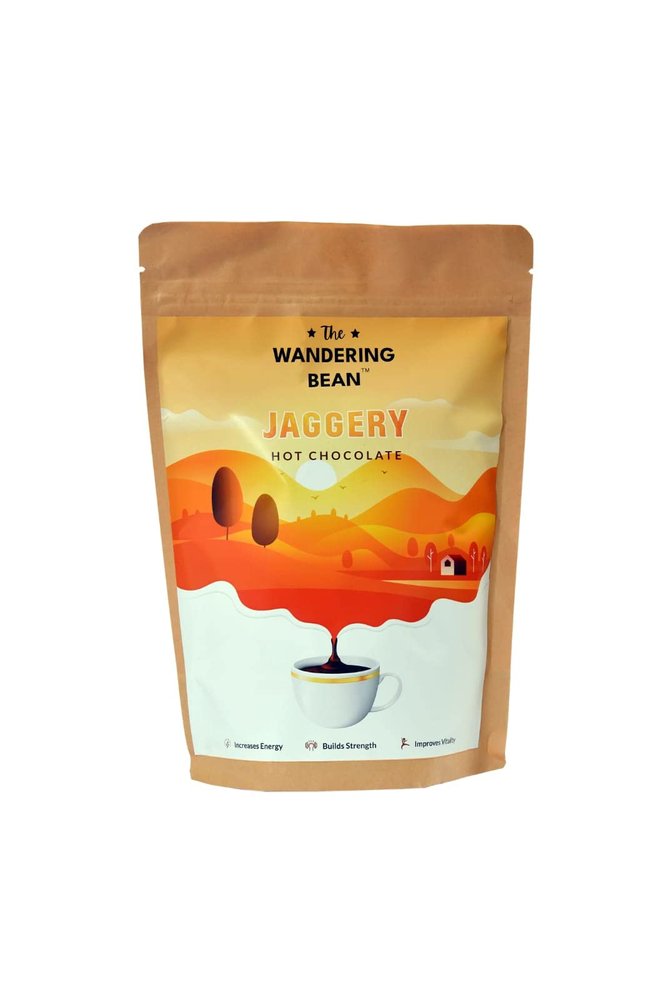 The Wandering Bean Jaggery Hot Chocolate | Thick & Chocolatey | 0% Refined Sugar | Sweetened with Organic Jaggery | Enjoy Hot or Cold | Vegan & Gluten-Free | 250gm