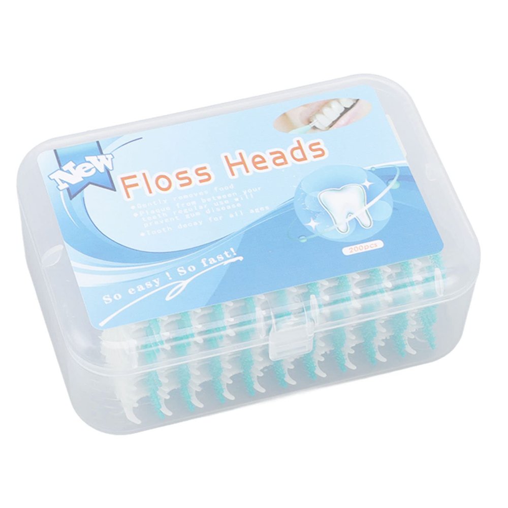 KTM Healthcare Soft Interdental Brush, 200pcs Silicone Head Safe Floss Toothpick Brush Portable Plaque Removal with Case for Travel for Oral Care Mint Green |