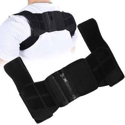 Back Corrector, Elastic 3 Gear Adjustment Posture Corrector for Back(Black, M)