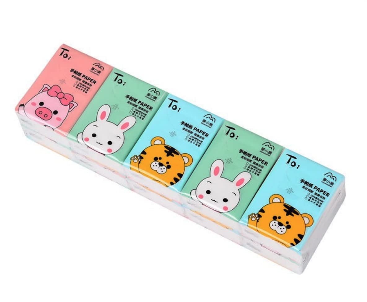 DC DECORIO Pocket Tissue Papers (3 Ply, 8 Pulls Per Pack) | Pack of 10 | 100% Skin-safe Sleek Tissue Papers for Bathroom, Bedroom, Car, Office (White)