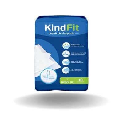 Kindfit Premium Underpads, Large 60 x 90 Cm, High Absorbency, Leak Proof, Pack of 2 (20)