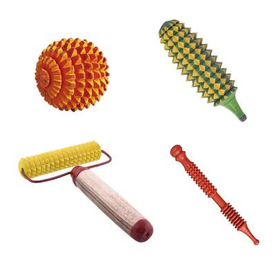 4beauty Therapy Solar Powered Acupressure Massager and Exerciser Combo Sets Kit with Karela, Ball - Wooden, Sujok Jimmy and Mini Roller Massager (Multicolor, Natural Care) - Pack of 4 Items