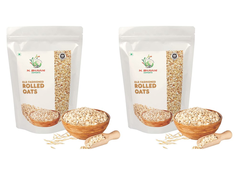 M.BHAVANI Rolled Oats (1kg) | High Protein | with Beta Glucan Fiber | Cholesterol Management | Naturally Gluten Free | Clean Nutrition | 100% Natural (Pack of 2)