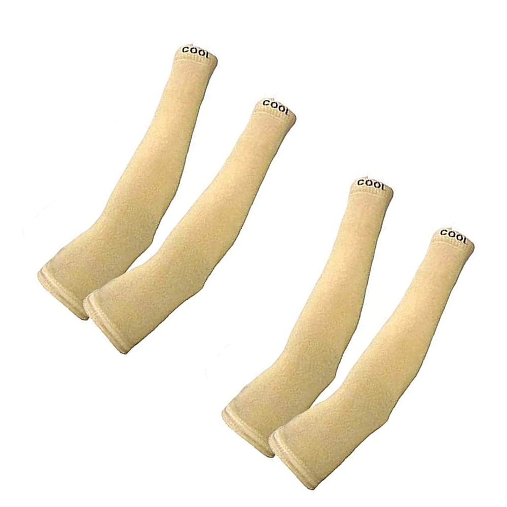 QRAFTINK Women's and Men's Cotton Full Hand Arm Sleeves Gloves beige, Free Size Pack Of 1 Pair..