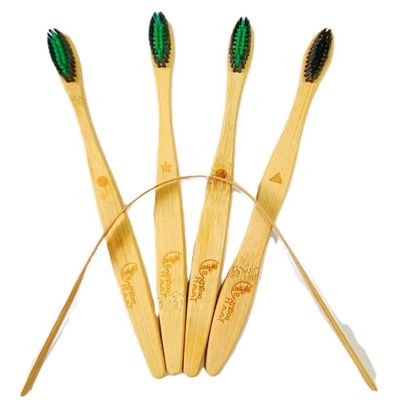 BAMBOO HAAT Organic Bamboo Wooden Toothbrush for Women & Men with Dual Bristles (Charcoal + Neem) | Soft Bristles | Biodegradable | Anti-Bacterial | Natural Eco-friendly (Pack of 4 brush with 1 Tongue Cleaner free)