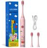 US1984 Sonic Electric Toothbrush for Kids with 5 Modes, 3 Brush Heads & Rechargeable Battery, Ultra Soft Nylon Bristles, IPX7 Waterproof, Electric Power Tooth brush (Pink) view 1