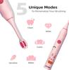 US1984 Sonic Electric Toothbrush for Kids with 5 Modes, 3 Brush Heads & Rechargeable Battery, Ultra Soft Nylon Bristles, IPX7 Waterproof, Electric Power Tooth brush (Pink) view 2