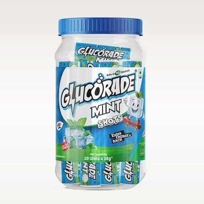 Glucorade Shots Glucose Energy Tablets Ice Mint Flavour (Pack of 20 tubes)