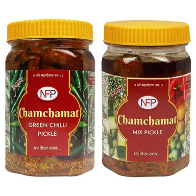 Chamchamat Green Chilli & Mix Pickle | Homemade Achar 450gx2