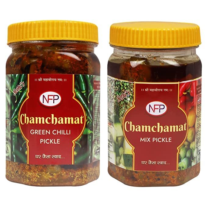 Chamchamat Green Chilli & Mix Pickle | Homemade Achar 450gx2
