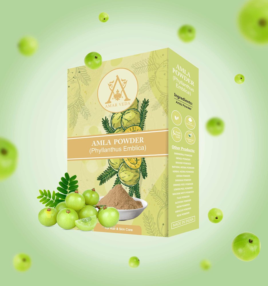 Amar Veda Amla Powder | Phyllanthus Emblica | 100% Natural | Vitamin C, Hair Growth, Hair Nourishment 100gm