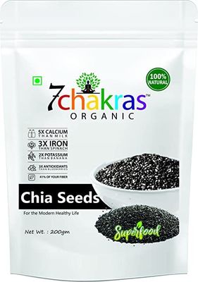 7 chakras ORGANIC - 200g Chia Seeds Healthy Snacks For Eating| Seeds for Eating | Rich in Omega -3 and Fibre | Keto Diet Snacks