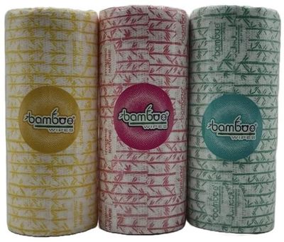 BAMBOO WIPES | Reusable & Washable Printed Non Woven Kitchen Towel Tissue Roll| Combo Of 2 Rolls (160 Pulls)| absorbent