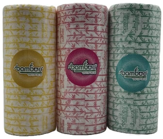 BAMBOO WIPES | Reusable & Washable Printed Non Woven Kitchen Towel Tissue Roll| Combo Of 2 Rolls (160 Pulls)| absorbent